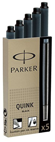 Parker Quink Ink Cartridges Permanent - Black (Blister Pack of 5)