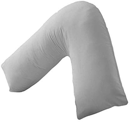EDS New V Shaped Luxury support pillow with FREE Pillow case-12 Colours to choose from. Orthopedic V Shaped Support pillow (Grey)