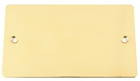 Electrical Blanking Plate Double 2 Gang - Mirror Polished Brass - Flat
