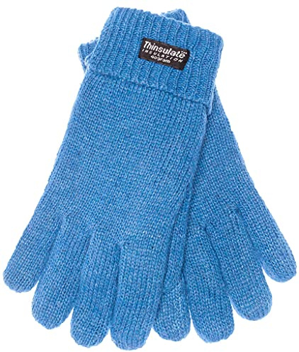 EEM Fashion Damen Strickhandschuhe, weiche Wolle, 3M Thinsulate Thermofutter, warm für den Winter, Wollhandschuhe, blau L/XL