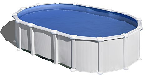 Piscina de Acero Elevada,Ovalada con Aspecto Acero Blanco. Piscinas Desmontables para Jardín 610 x 375 x 132 cm - Piscina Gre KITPROV6188 Haiti.