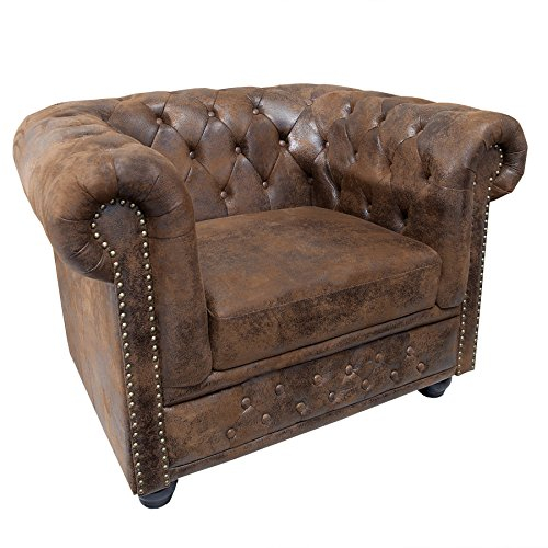 invicta INTERIOR Edler Chesterfield Sessel Antik braun mit Knopfheftung Wohnzimmersessel Fernsehsessel Polstersessel