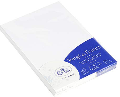 Clairefontaine Lalo 33850L Tischaufsteller Vergé de France mit Falz (perfekt für Ihre Einladungen, 3,5 x 10 cm, 25 Tischaufsteller, 210 g)extra weiß