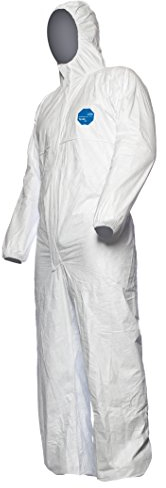 DuPont D14663953 Tyvek 500 xpert indumenti protettivi chimici con cappuccio, categoria III, tipo 5-B e 6-B, bianco, dimensioni s