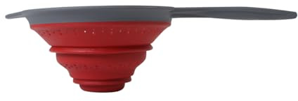 Dexas Pop N Store Collapsible Strainer, 8-Inch, Red, 1.3 Quarts Capacity, Dishwasher Safe, Space-Saving Design
