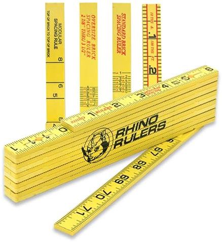 MARSHALLTOWN Rhino Rulers, Oversized Brick Spacing, Accurate Measurements, Easy-to-Close Folding Joint Design, Masonry Ruler, Weather Resistant, 6647