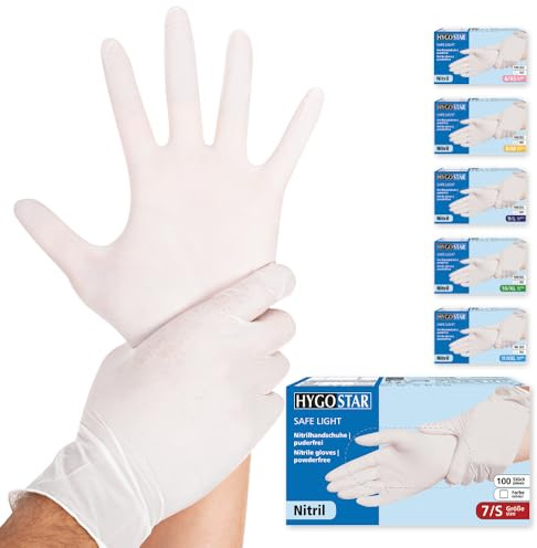Franz Mensch 27069 - Guantes de nitrilo (talla S), color blanco
