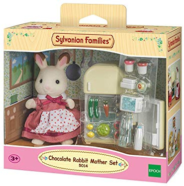 Sylvanian Families 5014 Schokoladenhasen Mutter mit Kühlschrank - Puppenhaus Spielset Mehrfarbig