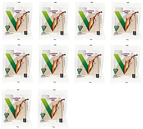 Hario 10Set X 02 100-Count Coffee Natural Paper Filters, 10 Pack Value Set (Total of 1000 Sheets) by