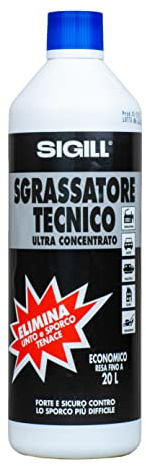 SIGILL, Sgrassatore Tecnico ad Altissima Concentrazione Idoneo per Uso Domestico ed Hobbistico, Rimuove Unto, Grasso e Sporco Ostinato, Made in Italy, Flacone da 1000 ml