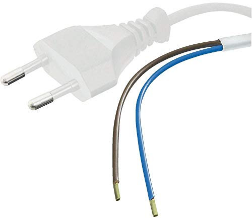 PremiumCord kpsfd3w Stromkabel Eurostecker zu offenem Kabelende 3m, Netzkabel, 2 Kabelenden freigelegt,,Farbe weiß