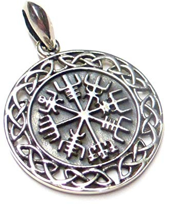 Wikinger Kompass, Anhänger aus 925 Sterling Silber,Schutzsymbol Kettenanhänger, Schmuck Unisex