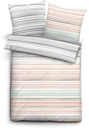 biberna 0636137 Bettwäsche Garnitur mit Kopfkissenbezug Mako-Baumwoll-Satin 1x 135x200 cm + 1x 80x80 cm gold