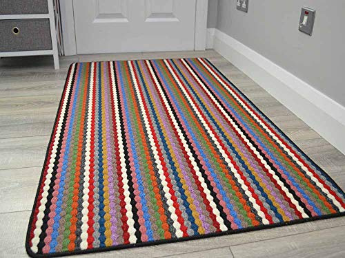 Moscow Non Slip Heavy Duty Rubber Backed Machine Washable Modern Kitchen Long Hall Hallway Utility Rugs Mats (50cm x 80cm) Multicolor