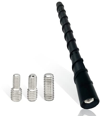 Vecys Universal Autoantennenstange Dachantenne 18.1cm Autoantenne FM/AM-Ersatzantenne mit 3 Adaptern (M4, M5, M6) Kurzstange für FM AM Tuning Radio Autoadapter Schwarz