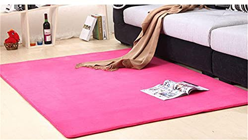 Alfombra de Terciopelo Coral Grueso de Color sólido Calidad Color pesado rosa rojo Suave Lavable Antideslizante Grande Rugs Minimalista Moderna Sala Estar Dormitorio Tatami Gateando Estera -120×140cm