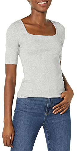 Amazon Essentials Women's Slim-Fit Half Sleeve Square Neck T-Shirt