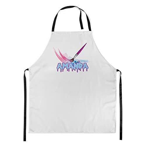 Ferocity Personalisierter Kinderschürze Kind Malschürze Kunstkittel Kochschürze Apron Werkschürze mit einem motiv Weiß mit Namen Motiv Pinsel [074]