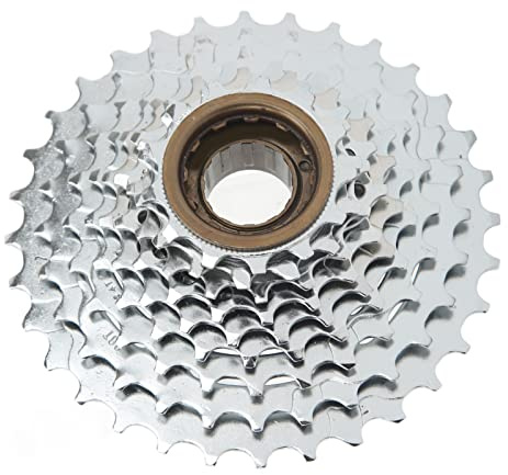 RiToEasysports Bike Rotating Flywheel, 7 Speed Freewheel Bicycle Cassette 13‑28T Silver Steel Bike Threaded Flywheel for Mountain Bikes Bicycle And Spare Parts Ride