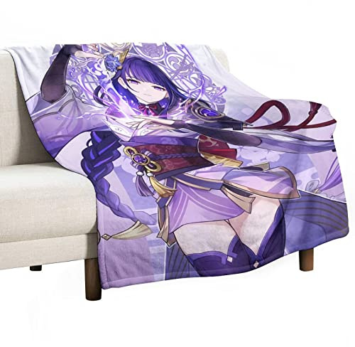 Dalicoter Game Genshin - Manta de impacto Inazuma Raiden Shogun, manta de anime de 50 x 40 pulgadas, manta ligera, manta cálida de invierno, manta de toalla para sofá, niños, niñas y adultos