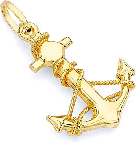 PRINS JEWELS Anker und Seil mit Bügel verschlungenen Anhänger 18 Karat 750 Gelbgold - SA18-1