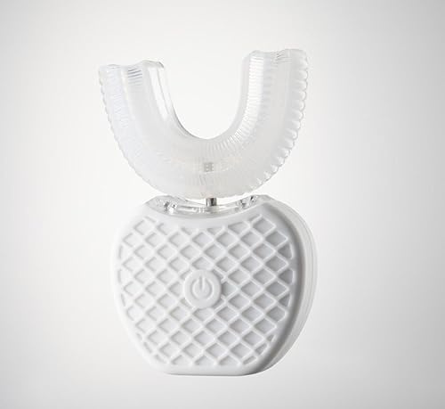 VIDECOR Cepillo de Dientes Eléctrico Automático para Adultos, Cepillo de Dientes Eléctrico Ultrasónico de 360 ​​Grados, Cepillo de Dientes Eléctrico en Forma de U de Viaje de Silicona,White