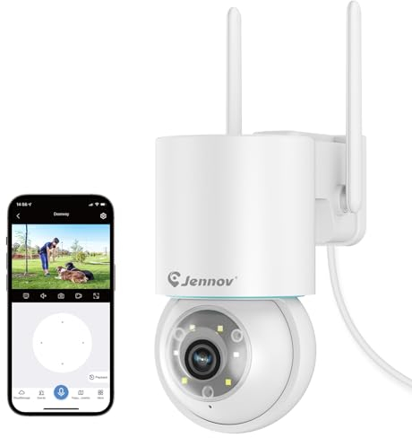 Jennov 5MP Security Camera Outdoor, 360° PTZ WiFi Camera, Home Security Camera with 24/7 Recording, PIR Human Detection, Auto Tracking, 2-Way Audio, Color Night Vision, IP66