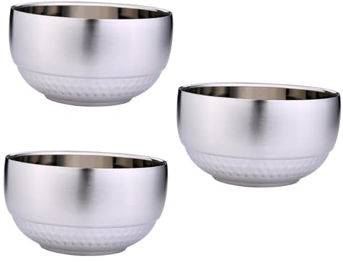 Cabilock 3 Pz Ciotola a Doppio Insalatiere Ciotole in Acciaio Inox Tagliatelle Ciotola Di Pasta Ciotola Di Riso Terrina Fruttiera in Acciaio Inox Ciotola Di Zuppa Isolamento