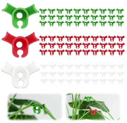 WatDenyFine 90 Stück Pflanzenbieger Pflanzenklammern Pflanzen Bieger Clips Pflanzen Bieger Pflanzenclips Low Stress Training Clips 90 Grad Pflanzenclips Biegen Grow Zubehör Grün Weiß Rot