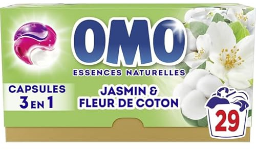 Lessive capsule 3 en 1 jasmin et fleur de coton,29 capsules