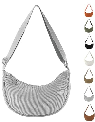 APMGONT Damen Cord Crossbody Bag, Halbmond Tasche Umhängetasche, Damen Halbmond Tasche Schultertasche Mit Einstellbar Schultergurt Lässige Umhängetasche aus Cord für jeden Anlass