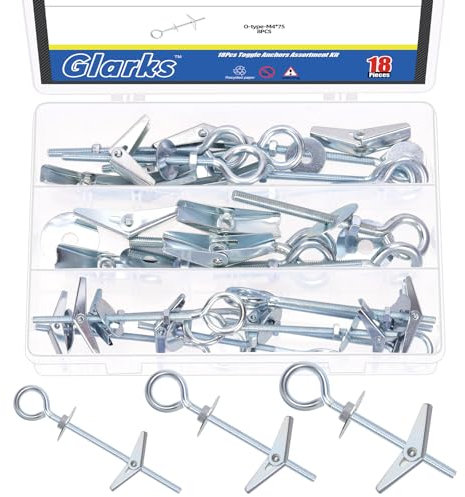 Glarks 18pcs M4 M5 M6 o - ring Bolt kit d'ancrage à bascule pour cloison sèche, boulon à bascule, ancre papillon, boulon d'aile à bascule à ressort de plafond, ardoise, mur creux