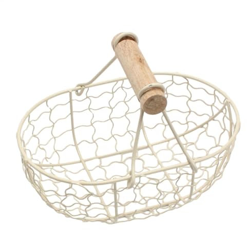 Cesto per uova di gallina: porta uova in metallo stile vintage, cestino portaoggetti per uova robusto e spazioso | Portatore di uova funzionale per raccogliere, esporre e conservare