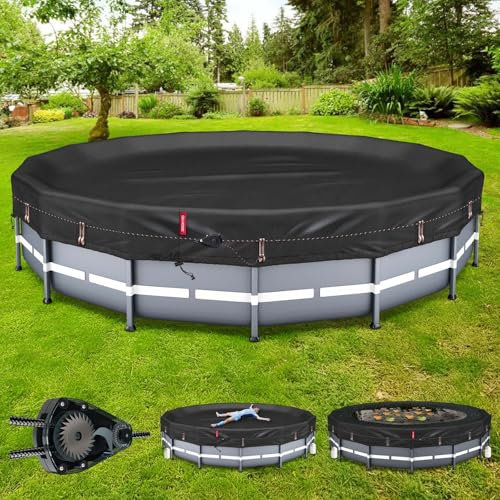 QH.HOME 12ft Round Pool Cover with Patented Quick-Release Ratchet, Solar Cover for Above Ground Pools [Durable, Tear Resistant] with Load Rings