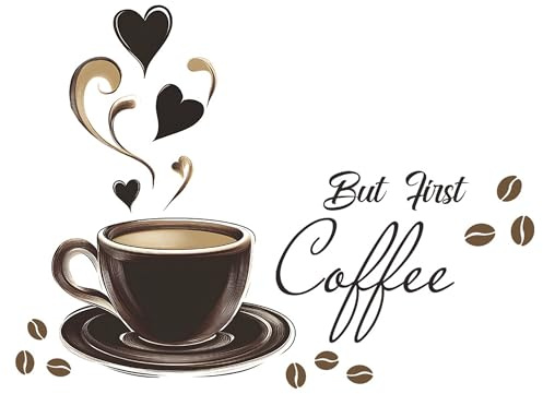 duoyif Wandtattoo Kaffee, Wandsticker Kaffeetasse Wandbild, Wandaufkleber Kaffee Tassen, Coffee Wandsticker Für Küche Cafe Esszimmer Büro Deko Kaffeestube Wandkunst (d)