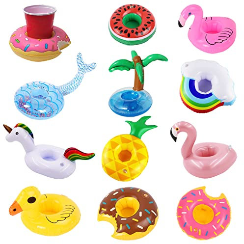 11 Pcs Gonflable Porte-Boisson Piscine Flamingo Gonflable Porte-Bière Flottant Porte-gobelet Boisson Peut Porte-Bouteille Porte-Boisson pour Beach Party Hawaii Luau Summer Pool Party