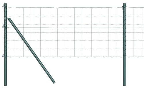 vidaXL Stängsel med stolpe Grön 0,6 x 50 m Stål och PVC, Trädgårds- och terrassstaket, moderna utomhuspaneler, hållbart skydd, stiligt avskildhet, praktisk set