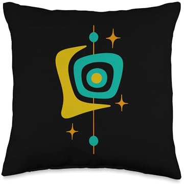Mid Century Modern Atomic Boomerang Design Throw Pillow