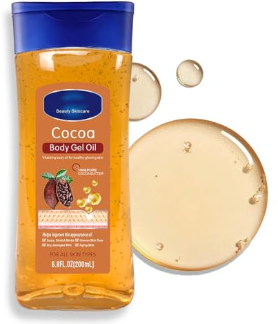 Soleneva Cocoa Body Oil Gel zur Körperpflege - Cocoa Butter Body Lotion - Körpergel-Öl für sehr Trockene Haut - Körper-Feuchtigkeitspflege mit Kakaobutter - Skin Care für Gesicht & Körper (Kakao, 200)