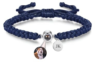 PiercingJak Projektion Armband Foto Partner Armbänder mit Bild im Stein Name Charms Personalisiertes Fotoarmband Fernbeziehung Schmuck Personalisierte Geschenk für Freundin Paare Männer Frauen