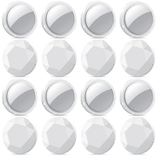 Air Tracker Tag Schlüsselfinder 16er Pack, Koffer Tracker Kompatibel mit Apple Wo ist? APP (Nur iOS), Bluetooth Key Finder für Gepäck/Taschen/Brieftasche, Smart KeyFinder, Austauschbarer Akku, Weiß