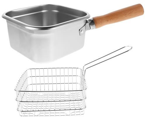 DIYEAH Friteuse Acier Inoxydable Portable avec Panier Casserole Multifonction pour Frites Poisson et Cuisson Plein Air Compacte et Légère pour Camping et Petites Cuisines