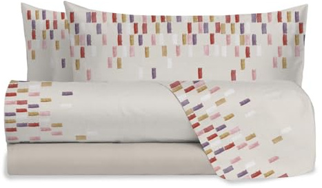 hermet Set Lenzuola Letto Matrimoniale In 100% Cotone Fantasia, Completo Letto 2 Piazze, Lenzuolo da Sopra + Lenzuolo con Angoli +2 Federe, Fedora Rosa