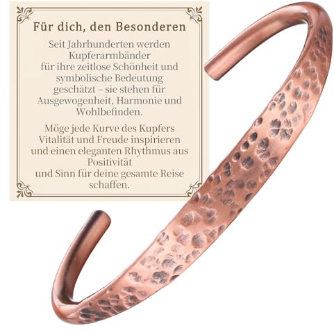 BioMag ren koppararmband – koppararmband för män och kvinnor – 100 % fast, rå- och obestruket handgjord tibetansk manschett armband, Eine Grösse, Koppar, Koppar