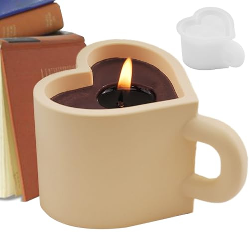 Stampo in resina – 9,5 cm | Stampo in silicone 3D a forma di cuore | Stampo per candele fai da te | Romantico stampo per tazza da tè a forma di cuore per la decorazione della casa dessert a rilascio