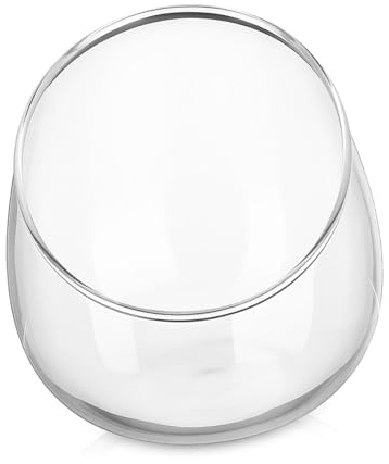 Lurrose Cuenco de Vidrio Transparente para Suculentas Diseño Inclinado, Maceta Pequeña para Decoración de Hogar y Oficina Estilo Moderno