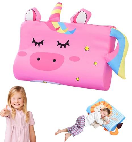 Kuschelfreund Kissen, Kinderkopfkissen 45 × 26 cm, Kinderkissen Aus Memory-Schaum, Atmungsaktiv und Hautfreundlich, Ergonomisch für Sofa, Reisen, Zuhause, Kinderbett (Type-F,45*27cm(Ages 3–6))