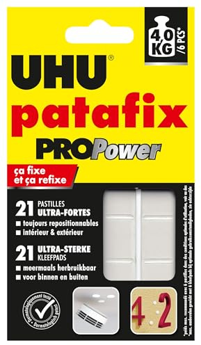 UHU patafix PROPower - ultra-starke, wieder ablösbare Klebepads, schwarz, 21 stück
