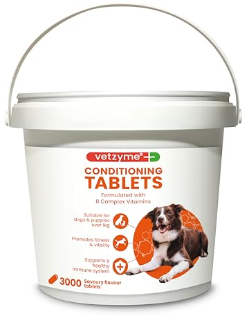 Vetzyme Conditioning Tablets for Dogs (3000 Tablets) - With B Complex Vitamins to Promote Fitness and Support a Healthy Immune System