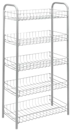 Metaltex 343015039 Monaco Allzweckregal, 5-Etagen, 41 x 23 x 86 cm, silber